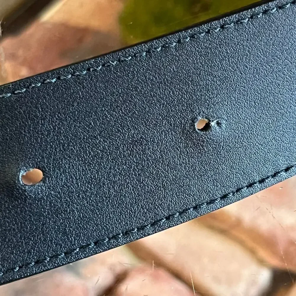 GUCCI GG Wide Marmont Black Textured Leather Belt SZ 90/36